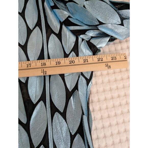 Natto blue metallic leaf design leather jacket - Picture 12 of 16